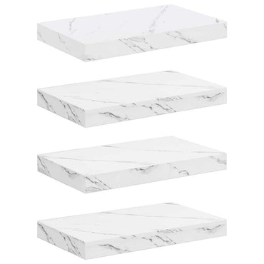 vidaXL Wandregal 4 pcs Weiß Marmor 40 x 23,5 x 4 cm Holzwerkstoff