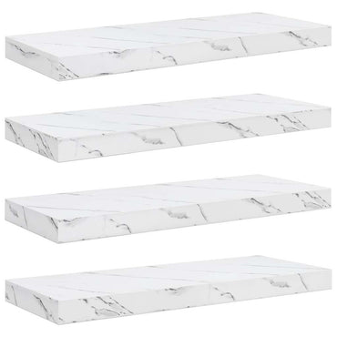 vidaXL Wandregal 4 pcs Weiß Marmor 50 x 23 x 4 cm Holzwerkstoff