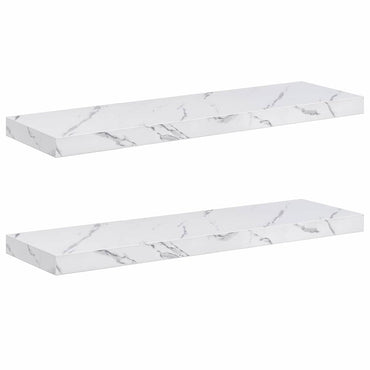 vidaXL Wandregal 2 pcs Weiß Marmor 90 x 23,5 x 4 cm Holzwerkstoff