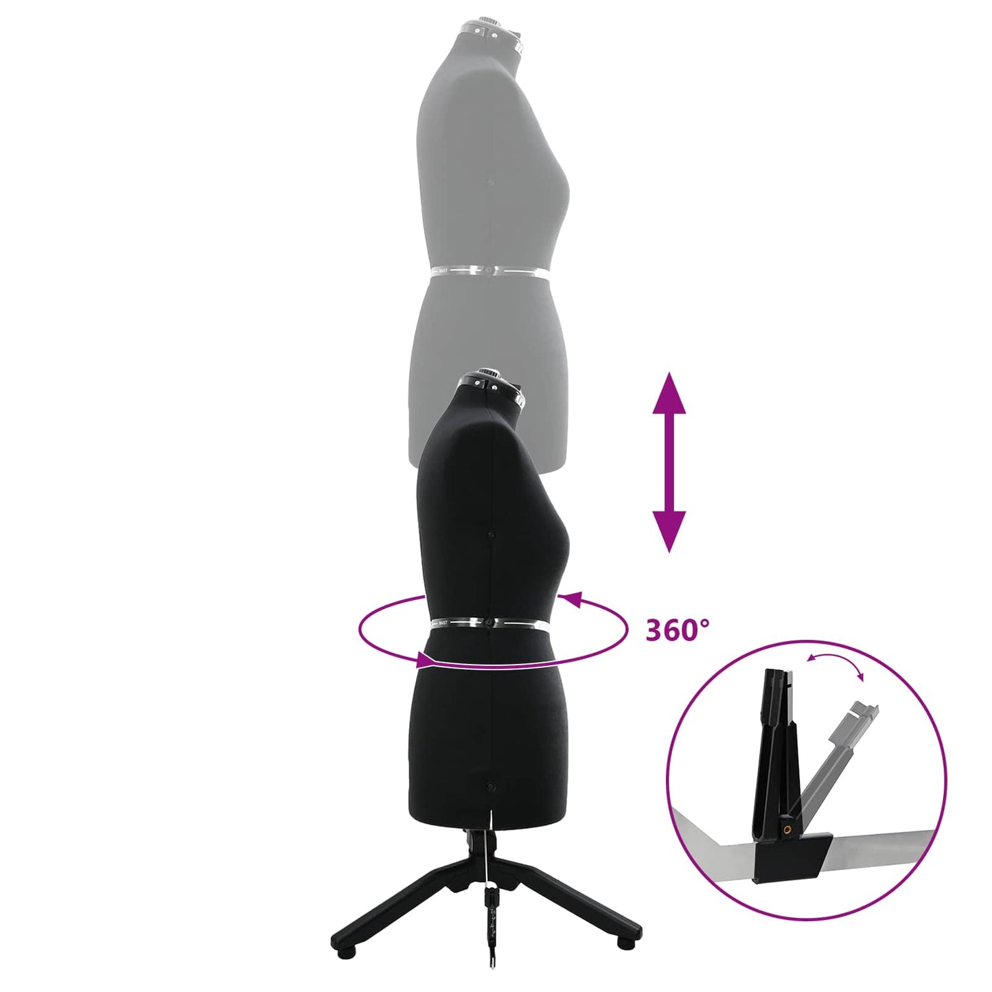 Verstellbare Kleiderform für Damen Schwarz M Samt