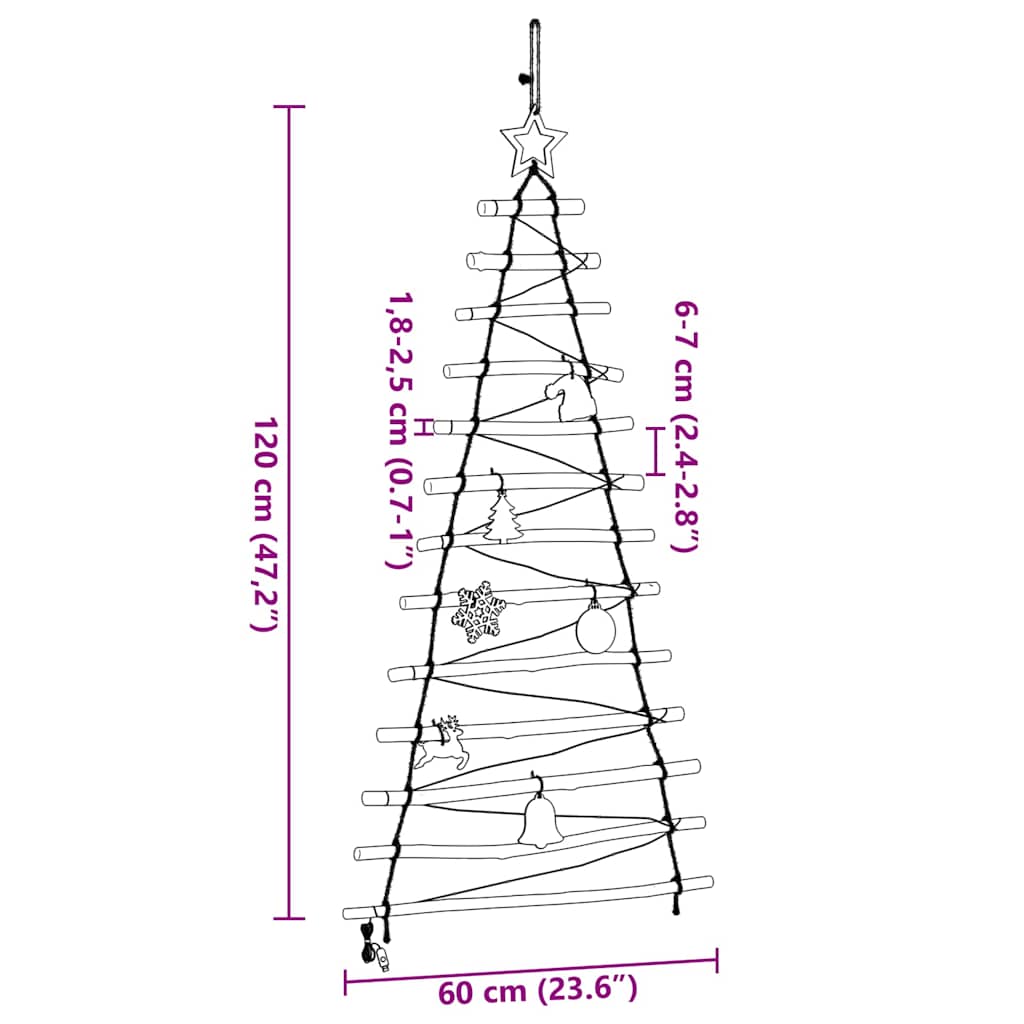 vidaXL Weihnachtsbaum mit 50 LEDs Natur 120 cm Massives Eschenholz