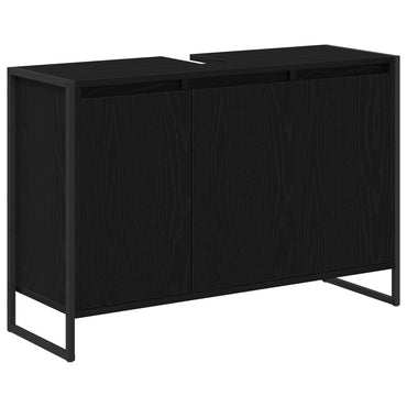 vidaXL Meuble de salle de bain avec porte noir aspect chêne 90 x 30 x 60 cm
