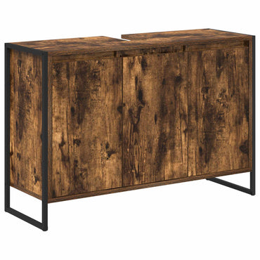 vidaXL Meuble de salle de bain chêne fumé 90 x 30 x 60 cm en bois d'ingénierie