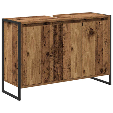 vidaXL Meuble de salle de bain avec porte, bois de récupération 90 x 30 x 60 cm, bois d'ingénierie