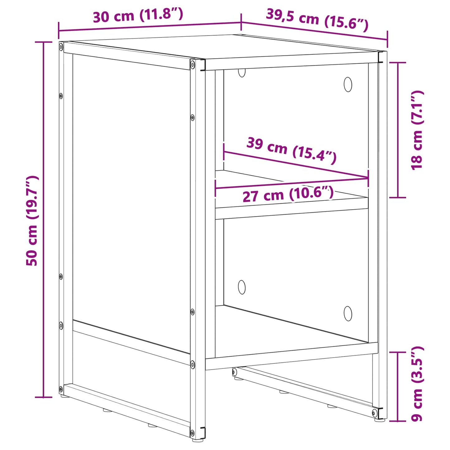 vidaXL Nachttisch 2 pcs Graues Sonoma 39,5 x 30 x 50 cm Holzwerkstoff
