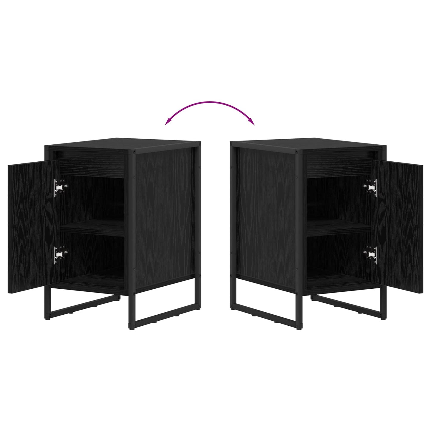 vidaXL Nachttisch 2 pcs Schwarz Eichen-Optik 39,5 x 30 x 50 cm
