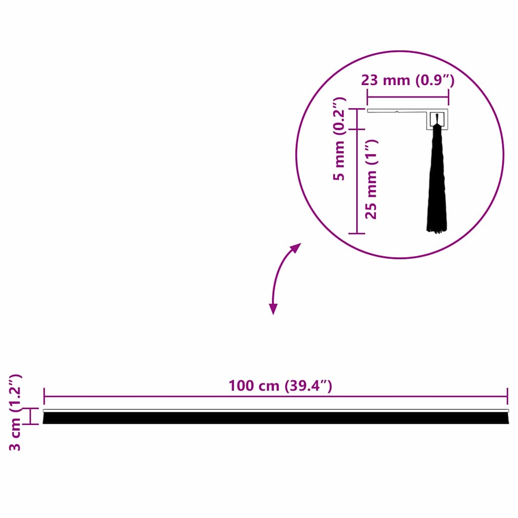 Selbstklebende Türbürstendichtungen 2 pcs Weiß 100 cm