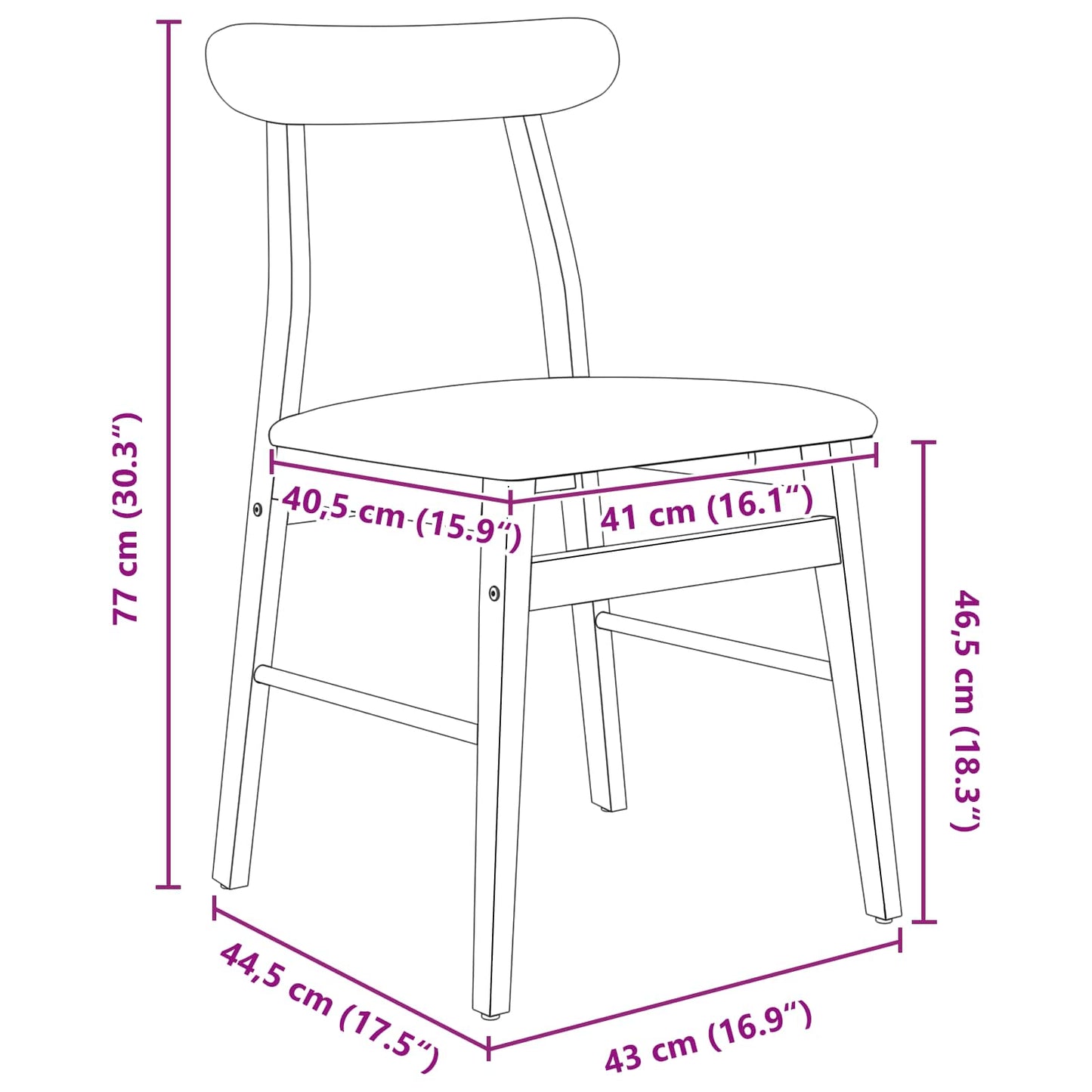 Esszimmerstuhl 2 pcs Natürlich und hell Massives Gummiholz