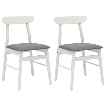 vidaXL Esszimmerstuhl 2 pcs Weiß und Grau Massives Gummiholz