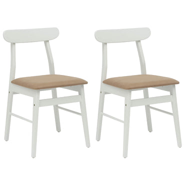 vidaXL Esszimmerstuhl 2 pcs Weiß und Braun Massives Gummiholz