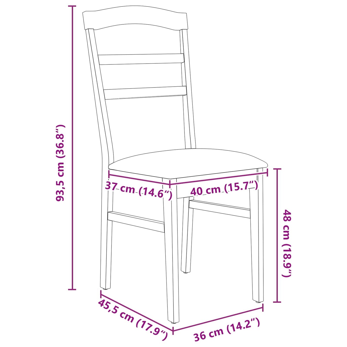 Esszimmerstuhl 2 pcs Hellbraun und hell Massives Gummiholz