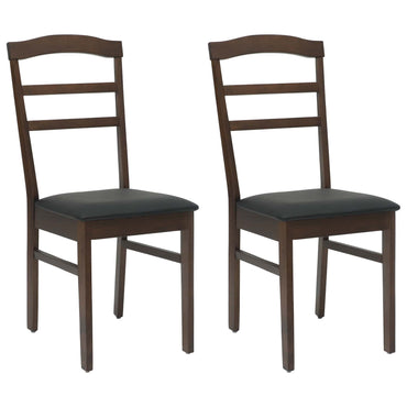 vidaXL Esszimmerstuhl 2 pcs Hellbraun und Schwarz Massives Gummiholz