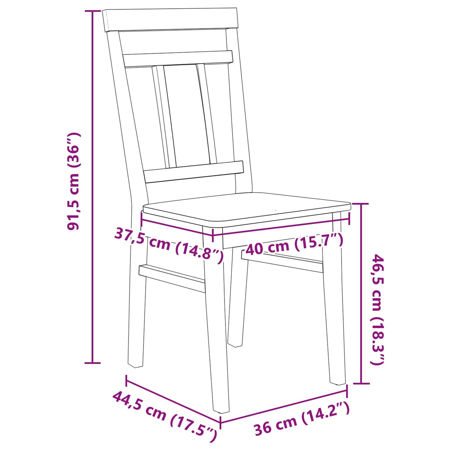 Esszimmerstuhl 2 pcs Weiß Massives Gummiholz