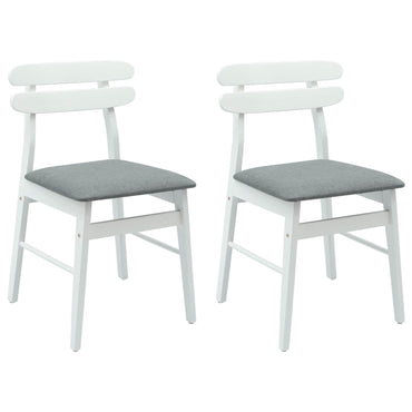 vidaXL Esszimmerstuhl 2 pcs Weiß und Grau Massives Gummiholz