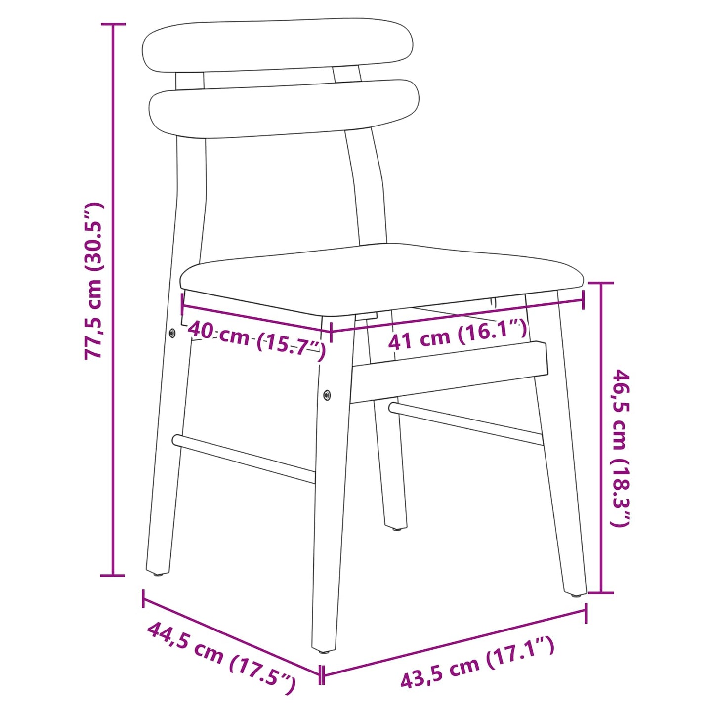 vidaXL Esszimmerstuhl 2 pcs Weiß und Braun Massives Gummiholz