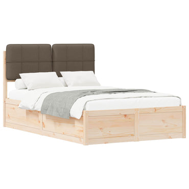 vidaXL Bettgestell mit gepolstertem Kopfteil Taupe 120 x 200 cm