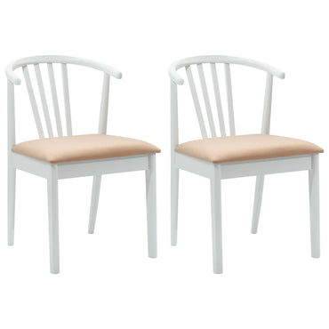 vidaXL Esszimmerstuhl 2 pcs Weiß und Braun Solides Gummiholz