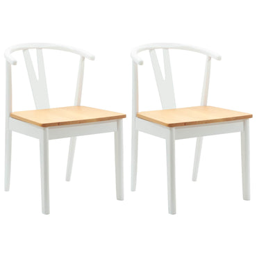 vidaXL Esszimmerstuhl 2 pcs Weiß und Natur Massives Gummiholz