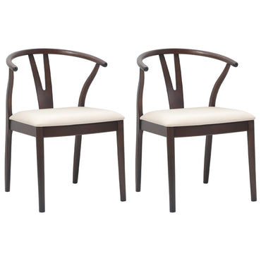 vidaXL Esszimmerstuhl 2 pcs Hellbraun und hell Massives Gummiholz