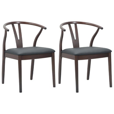 vidaXL Esszimmerstuhl 2 pcs Hellbraun und Schwarz Massives Gummiholz