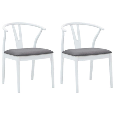 vidaXL Esszimmerstuhl 2 pcs Weiß und Grau Massives Gummiholz