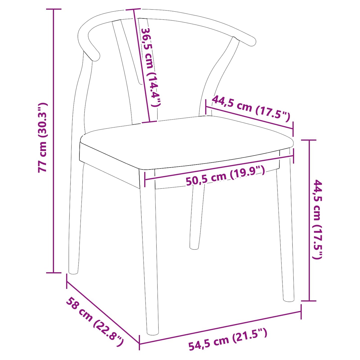 Esszimmerstuhl 2 pcs Weiß und Grau Massives Gummiholz