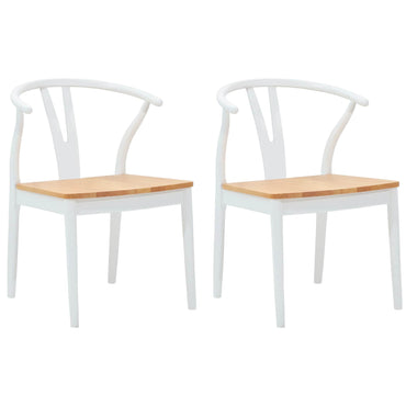 vidaXL Esszimmerstuhl 2 pcs Weiß und Natur Massives Gummiholz