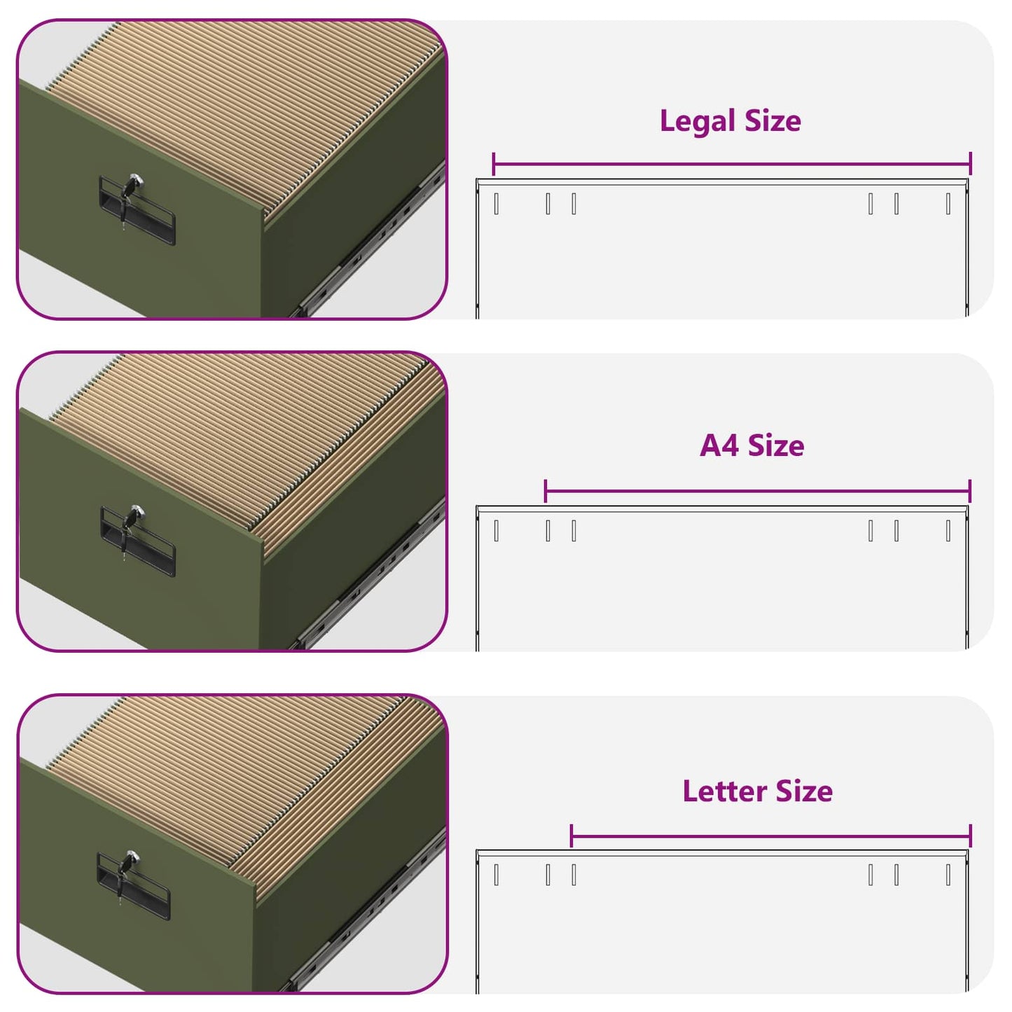 Aktenschrank mit Schubladen 2 pcs Olive Grün 44 x 50 x 106,5 cm