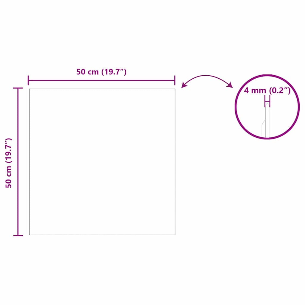 Wandspiegel Quadratisch 50 x 50 cm Gehärtetes Glas