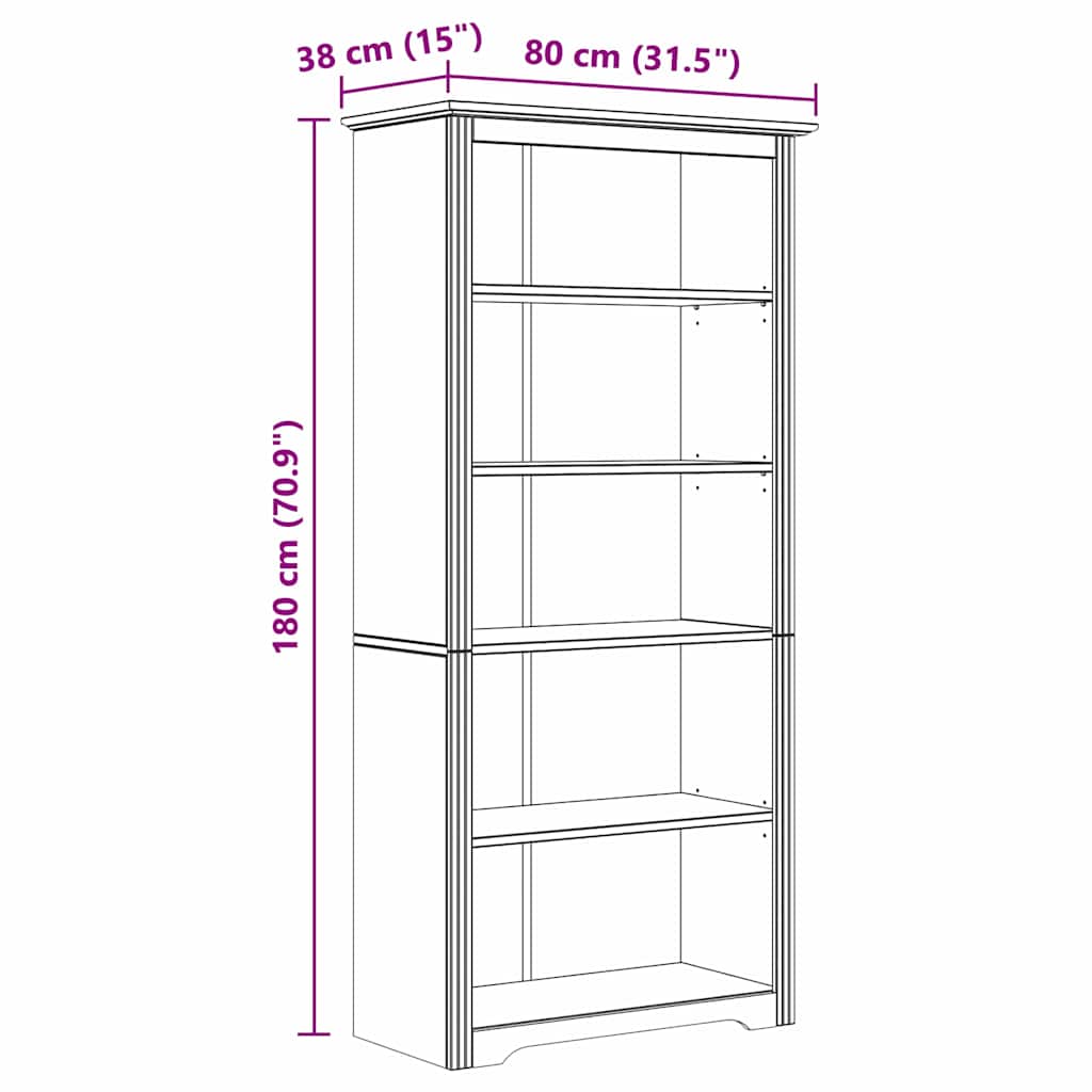 vidaXL Bücherregal BODO Honigbraun 82 x 40 x 173 cm Holzwerkstoff