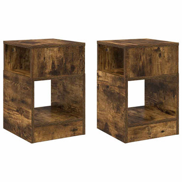 vidaXL Beistelltisch 2 pcs Geräucherte Eiche 30,5 x 30 x 45 cm