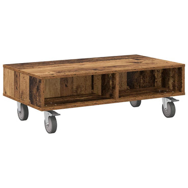 vidaXL Beistelltisch mit Rädern Altholz 90 x 50 x 30 cm Holzwerkstoff