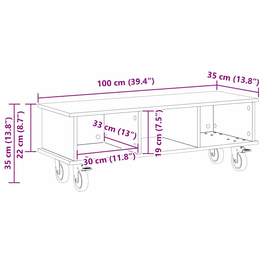 vidaXL TV-Ständer Sonoma-Eiche 100 x 35 x 35 cm Holzwerkstoff