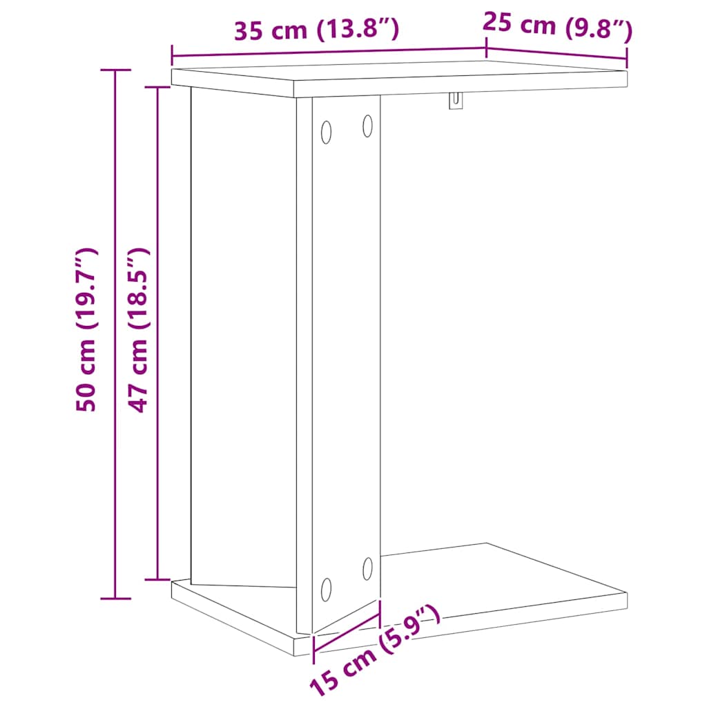 vidaXL Beistelltisch Artisan-Eiche 35 x 25 x 50 cm Holzwerkstoff