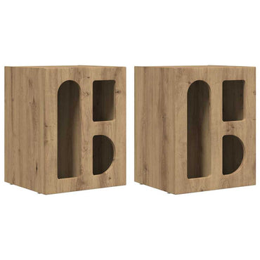 vidaXL Table de chevet 2 pcs Chêne artisanat 40 x 35 x 50 cm Bois d'ingénierie