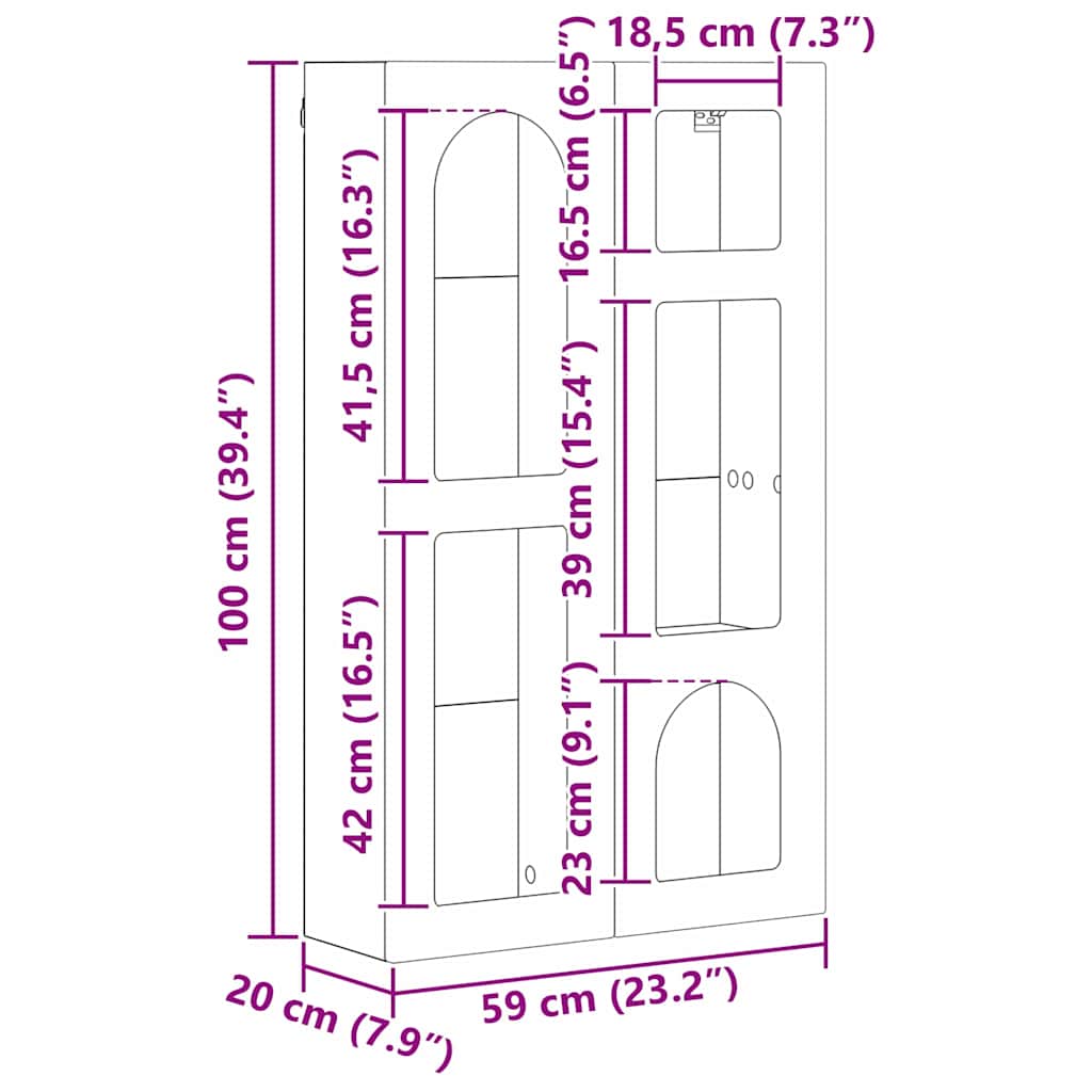 Hängeschrank mit Regal Weiß 59 x 20 x 100 cm Holzwerkstoff