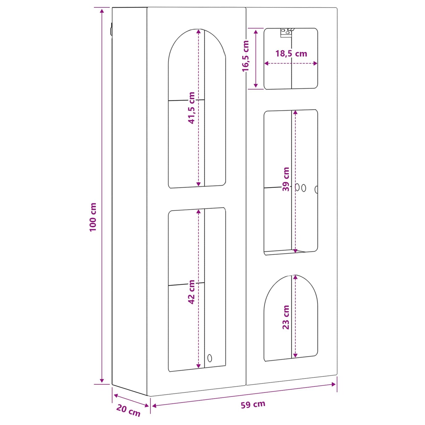 vidaXL Hängeschrank Hochglanz Weiß 59 x 20 x 100 cm Holzwerkstoff