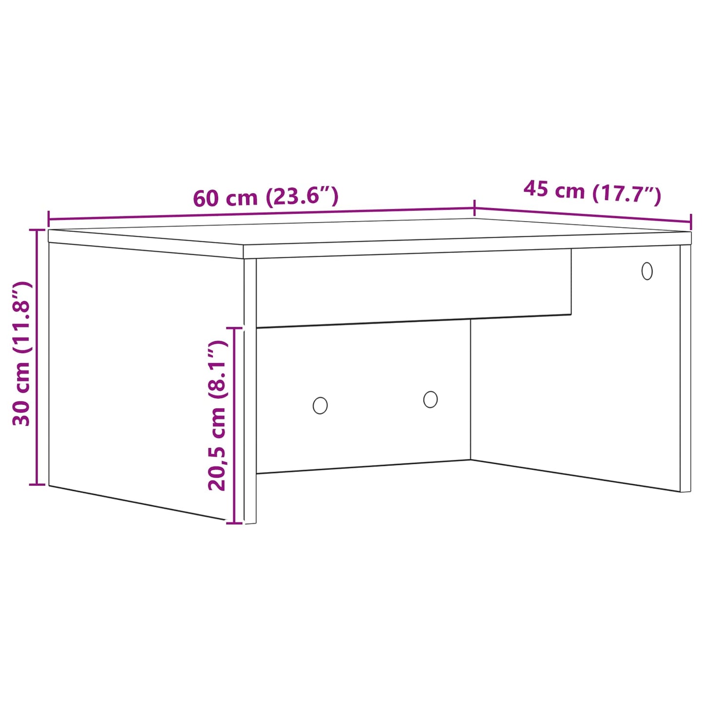 vidaXL Wandtisch Wandmontiert Weiß 60 x 45 x 30 cm Holzwerkstoff