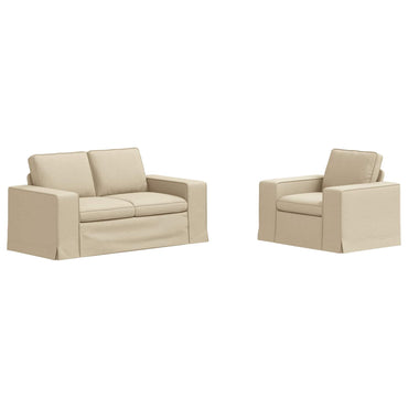 vidaXL Sofa 2 pcs Creme 182 x 80 x 82 cm Stoff