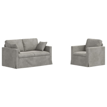 vidaXL Sofa 2 pcs Hellgrau 138 x 78 x 80 cm Samt