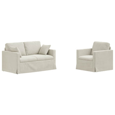 vidaXL Sofa 2 pcs Creme 138 x 78 x 80 cm Samt