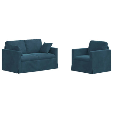 vidaXL Sofa 2 pcs Blau 138 x 78 x 80 cm Samt