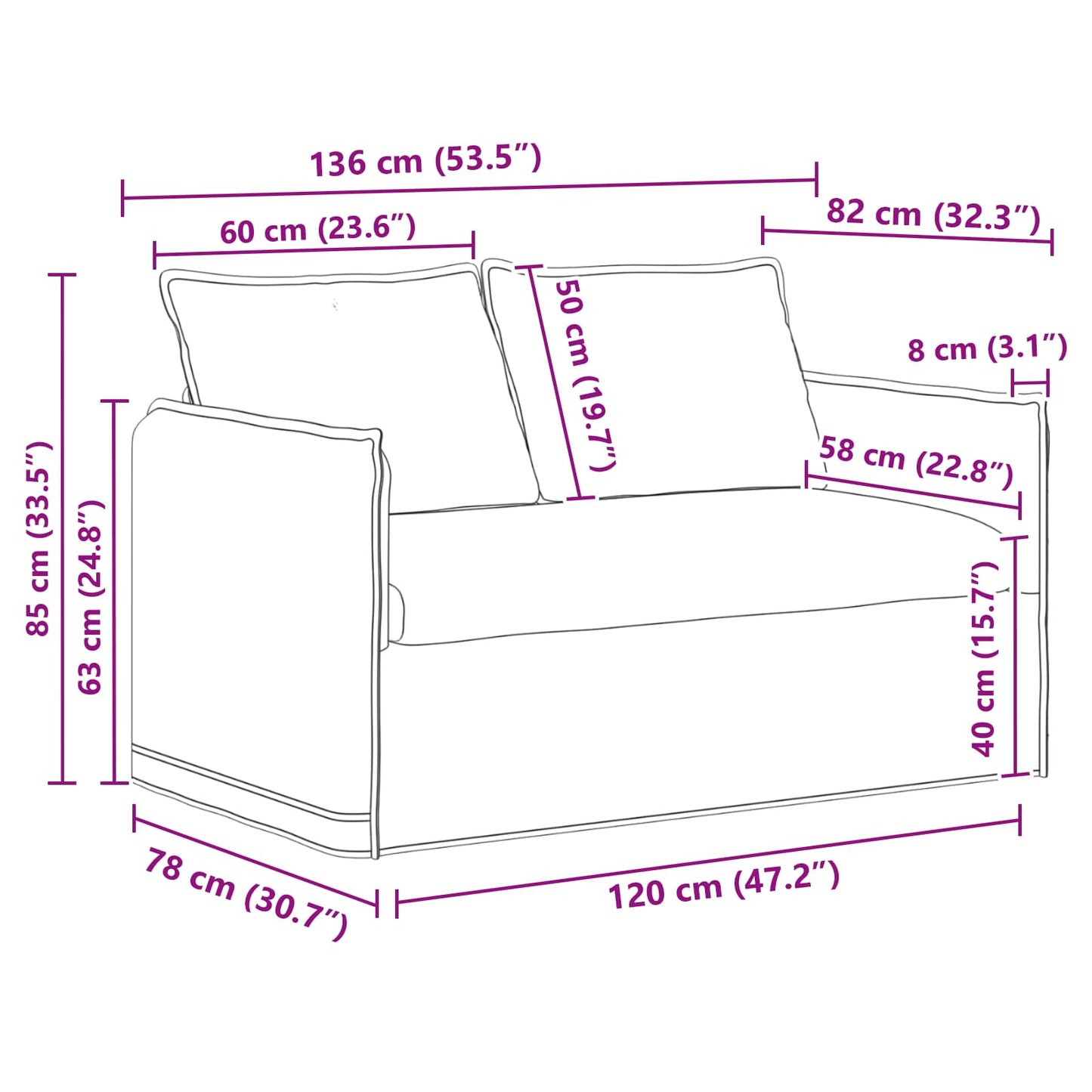 vidaXL Sofa 2 pcs Hellgrau 136 x 82 x 85 cm Stoff