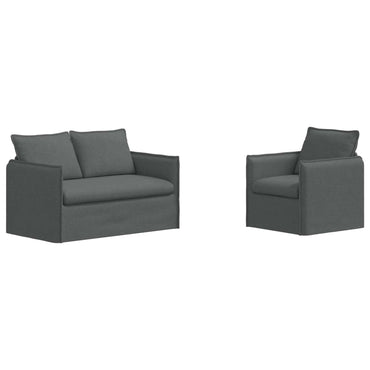 vidaXL Sofa 2 pcs Dunkelgrau 196 x 82 x 85 cm Stoff