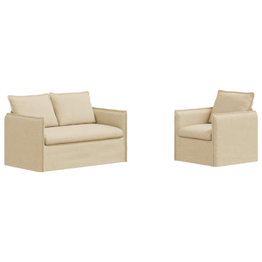 vidaXL Sofa 2 pcs Creme 196 x 82 x 85 cm Stoff
