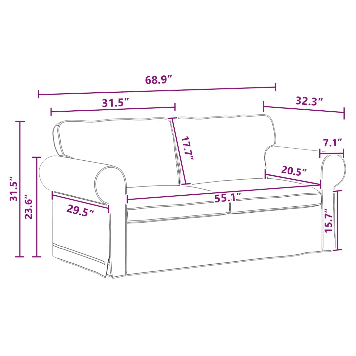 vidaXL Sofa 2 pcs Dunkelgrau 175 x 82 x 80 cm Stoff