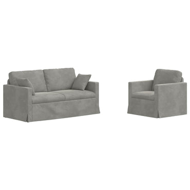 vidaXL Sofa 2 pcs Hellgrau 158 x 78 x 80 cm Samt