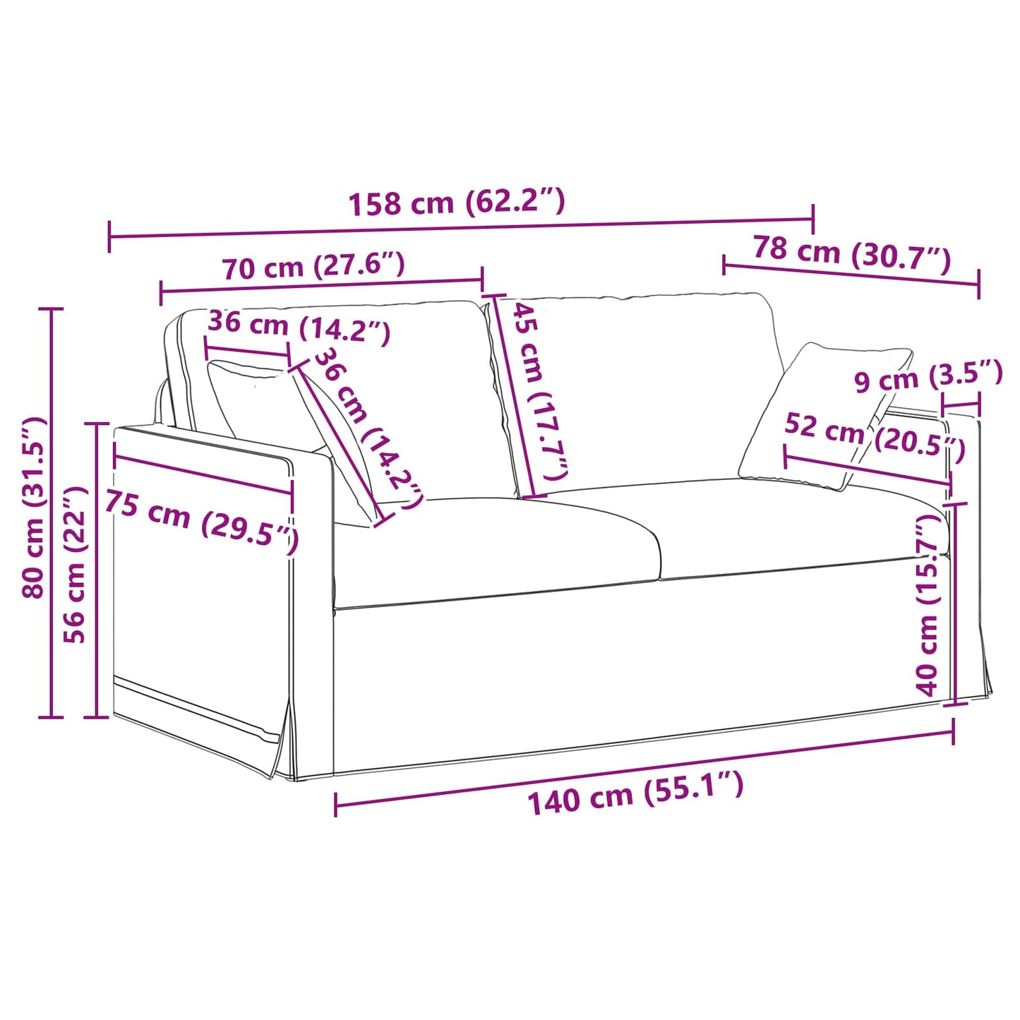 vidaXL Sofa 2 pcs Hellgrün 158 x 78 x 80 cm Samt