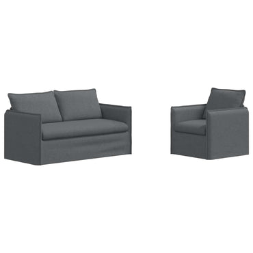 vidaXL Sofa 2 pcs Dunkelgrau 196 x 82 x 85 cm Stoff