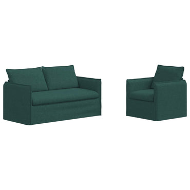 vidaXL Sofa 2 pcs Dunkelgrün 196 x 82 x 85 cm Stoff